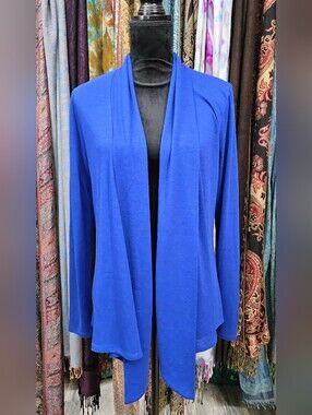 Fig & Blu Women's Medium Open-Front Royal Blue Cardigan